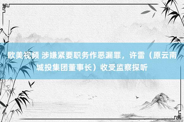 欧美视频 涉嫌紧要职务作恶漏罪,许雷(原云南城投集团董事长)收受监察探听