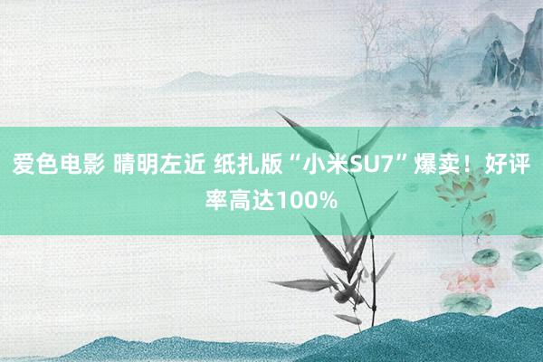 爱色电影 晴明左近 纸扎版“小米SU7”爆卖！好评率高达100%