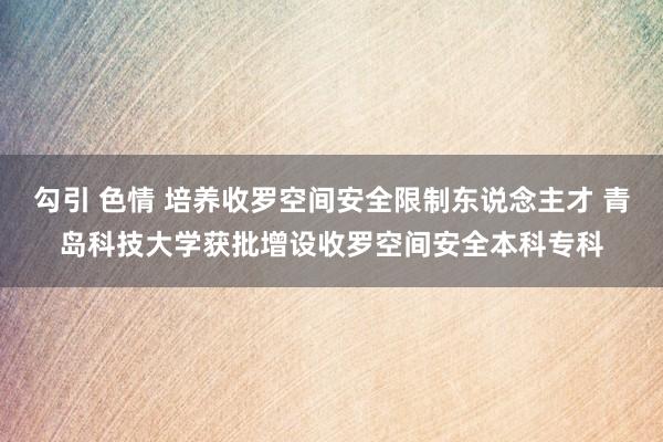 勾引 色情 培养收罗空间安全限制东说念主才 青岛科技大学获批增设收罗空间安全本科专科