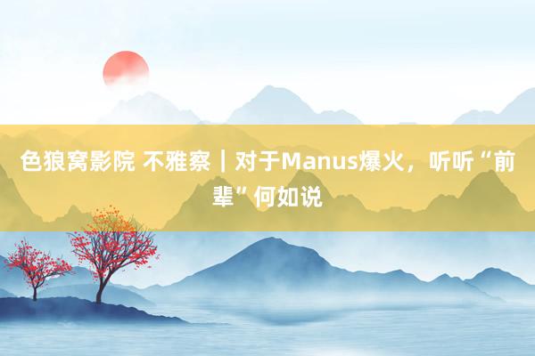 色狼窝影院 不雅察｜对于Manus爆火，听听“前辈”何如说