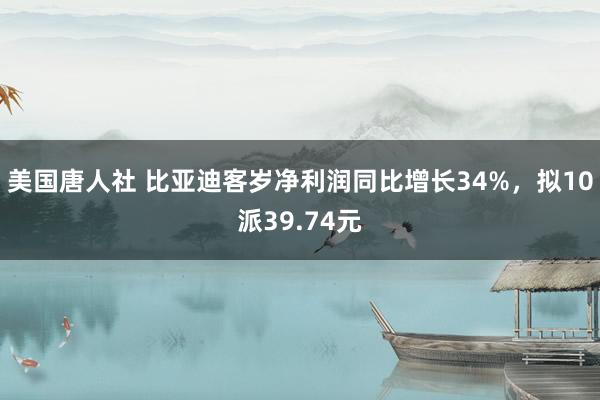 美国唐人社 比亚迪客岁净利润同比增长34%，拟10派39.74元